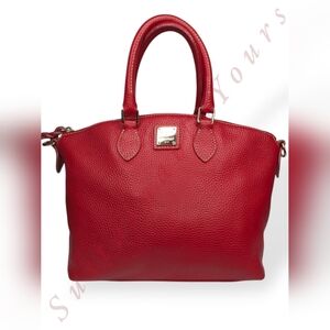 Dooney & Bourke Dillen Pebble Leather Satchel Red Handbag Crossbody Bag Purse